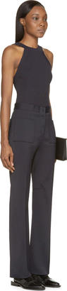 Calvin Klein Collection Navy High-Waisted Bachor Bis Trousers