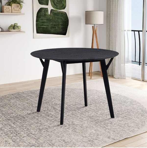 SapphtopazRoundDiningTable42”KitchenTableWoodenDiningTablefor4forKitchenDiningRoomBlack