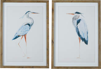Global Gatherings 2 Piece Blue Birds Framed Printed Wall Art Set