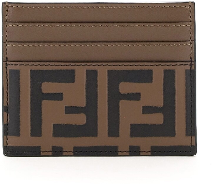 Fendi LEATHER CARD HOLDER FF OS Brown Leather - ShopStyle