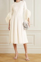Thumbnail for your product : Roksanda Ayres Silk Organza-trimmed Crepe Midi Dress - Ivory - UK 6