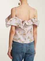 Thumbnail for your product : Brock Collection Floral-print Lace-up Silk Top - Purple Print
