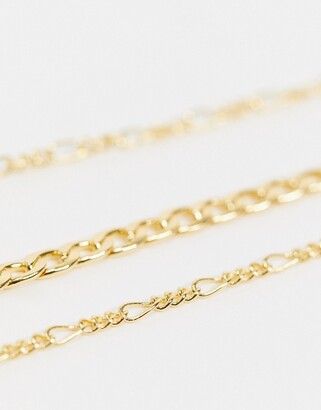 Orelia multirow necklace in figaro and flat curb gold plate