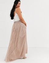 Thumbnail for your product : Maya Bridesmaid delicate sequin tulle skirt in taupe blush