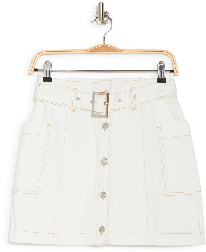 Topshop Belted Button Front Mini Skirt - ShopStyle