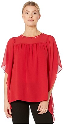 Hykler vejspærring Næsten MICHAEL Michael Kors Cascade Sleeve Yoke Top (Red Currant) Women's Clothing  - ShopStyle