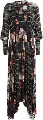 Preen by Thornton Bregazzi by Thornton Bregazzi Printed Silk Dress with Velvet