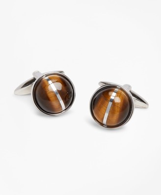 Brooks Brothers Tiger's-Eye Round Cuff Links