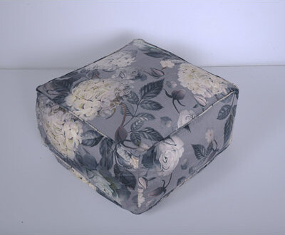 Winston Porter Hazel Large Square Pouf Flower Print On Gray