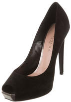 Thumbnail for your product : Barbara Bui Peep-Toe Suede Pumps