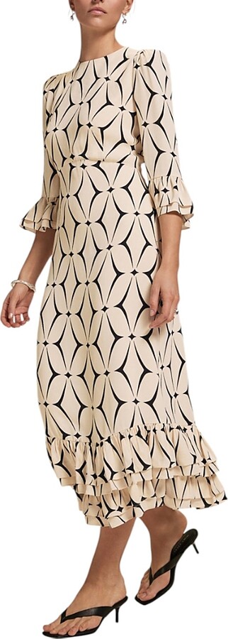 Mint Velvet Women's Geo Print Ruffle Midi Dress