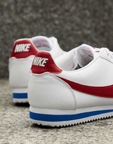 Thumbnail for your product : Nike Cortez leather trainers in white with red swoosh