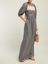 Thumbnail for your product : Thierry Colson Daria Ruffle-trimmed Cotton-blend Maxi Dress - Grey White