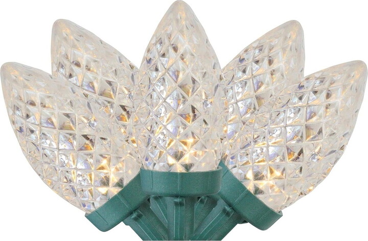 Set of 100 White Faceted LED C7 Christmas Lights