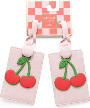 TJMAXX 2Pk Luggage Tags With Cherry Charms, Leather