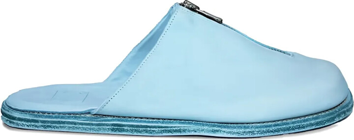 Guidi Zip-Detail Leather Mules