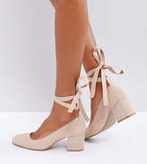 Thumbnail for your product : London Rebel Wide Fit Tie Ankle Mid Heel Shoes