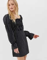 Thumbnail for your product : Glamorous dress with puff sleeves in pinstripe