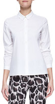 Thumbnail for your product : Paule Ka Long-Sleeve Stretch Cotton Poplin Blouse, White