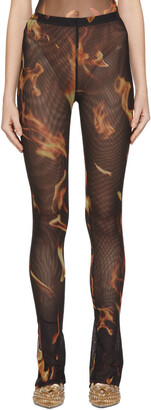 PRISCAVera Black Flame Mesh Fitted Pants