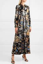 Thumbnail for your product : Tory Burch Agnes Embellished Floral-print Crepe Maxi Dress - Navy