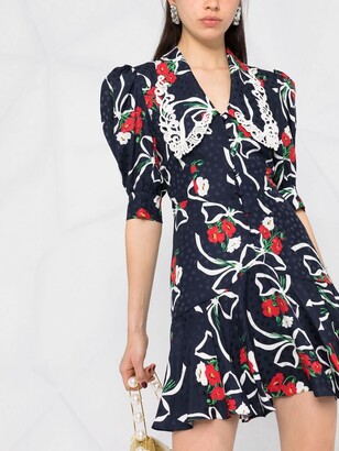 Alessandra Rich Floral-Print Mini Silk Dress