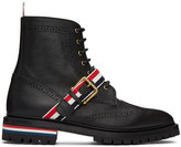 Thumbnail for your product : Thom Browne Black Strap Wingtip Boots