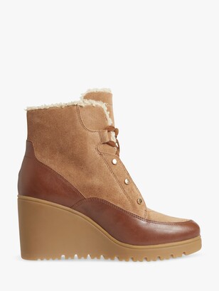Tommy Hilfiger Suede Warmlined Wedge Heel Ankle Boots, Cognac - ShopStyle