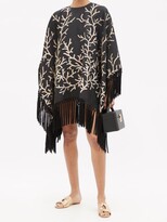 Thumbnail for your product : Taller Marmo Coralito Fringed Jacquard Poncho Dress - Black Gold