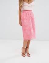 Thumbnail for your product : ASOS Petite Exclusive Premium Floral Organza Midi Skirt