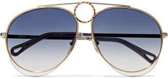 Chloé Aviator-style Gold And Silver-tone Sunglasses