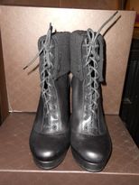Thumbnail for your product : Gucci Lara Ribbed Knit Trim Platform Lace Up Ankle Boots Shoes Black 40.5 $895