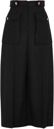 Alexander McQueen Black Cropped Wool Culottes
