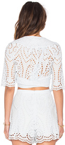 Thumbnail for your product : Zimmermann Epoque Broderie Flutter Wrap Top