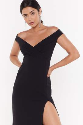 Nasty Gal Womens You Can't Slit with Us Off-the-Shoulder Maxi Dress - black - 10