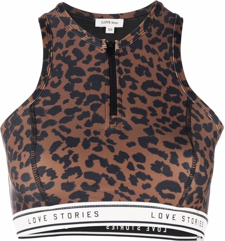 LOVE Stories Leopard-Print Logo-Underband Bralette Top - ShopStyle