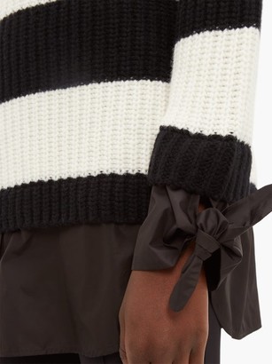 Moncler Layered-effect Roll-neck Virgin-wool Sweater - Black White