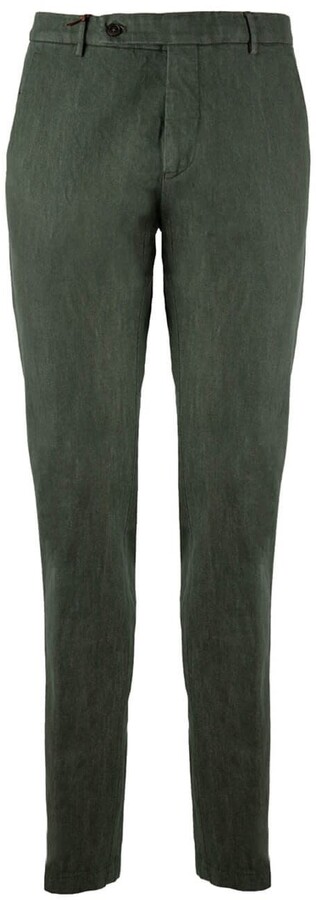 Berwich Morello Denim Effect Military Green Trousers - ShopStyle Pants