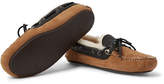 Thumbnail for your product : Quoddy Fireside Leather-Trimmed Shearling-Lined Suede Slippers