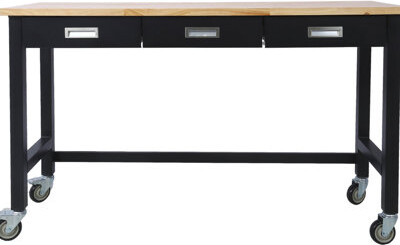 17 Stories 60in Work Table With Heavy Duty Frame And Mobile Capability Workbench Solid Wood Top Workstation
