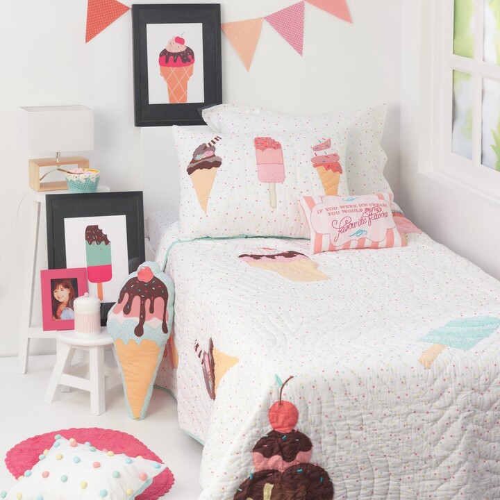 Scoops & Smiles Kids' Bedding Set | Kid Room Decor| Icecream Theme Bedding - Free Personalization