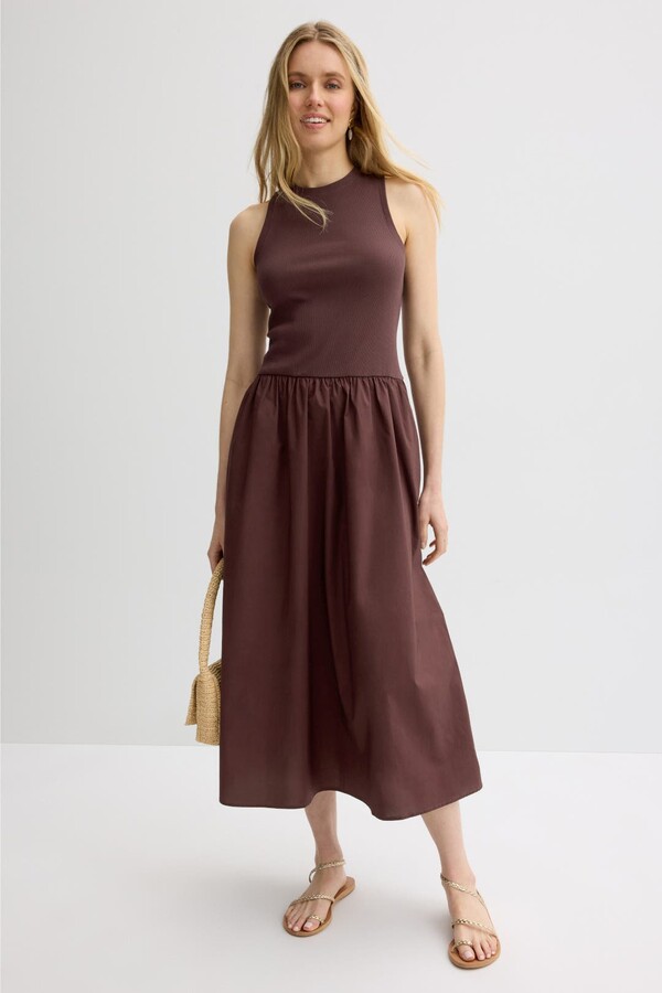 Take Me Away Midi Dress Brown
