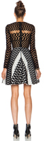 Thumbnail for your product : David Koma Flocked Contrast Underlayer Poly Dress in Black & Cream