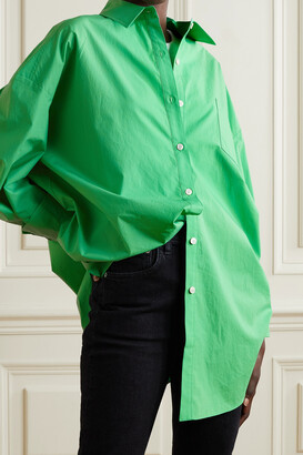 The Frankie Shop - Melody Oversized Organic Cotton-poplin Shirt - Green