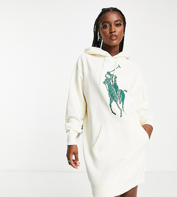 Polo Ralph Lauren x ASOS exclusive collab lightweight hoodie dress in cream  - ShopStyle