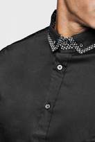 Thumbnail for your product : boohoo Slim Fit Smart Long Sleeve Shirt With Tipped Collar