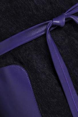 Agnona Leather-trimmed Mohair-blend Coat