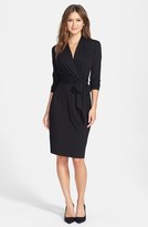 Thumbnail for your product : Adrianna Papell Three Quarter Sleeve Faux Wrap Dress (Online Only)