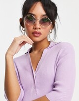 Thumbnail for your product : Noisy May Petite midi bodycon dress with collar detail in lilac
