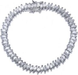 Genevive Sterling Silver White Gold Plated Stacked Bracelet